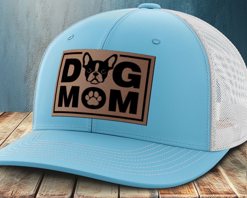 Dog Mom, Leather Patch Trucker Hat