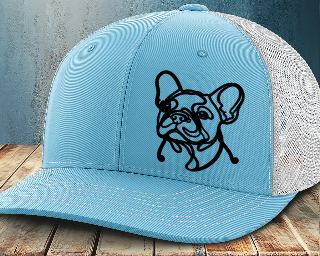 Frenchie Line Decal, Leather Patch Trucker Hat