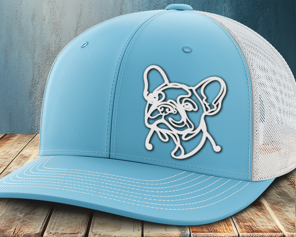 Frenchie Line Decal, Leather Patch Trucker Hat