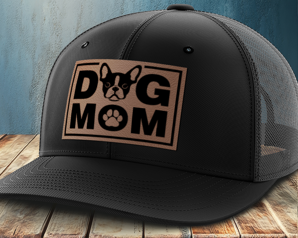 Dog Mom, Leather Patch Trucker Hat