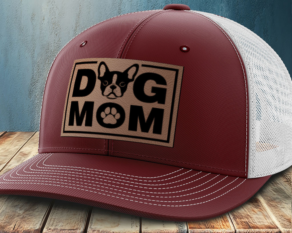 Dog Mom, Leather Patch Trucker Hat