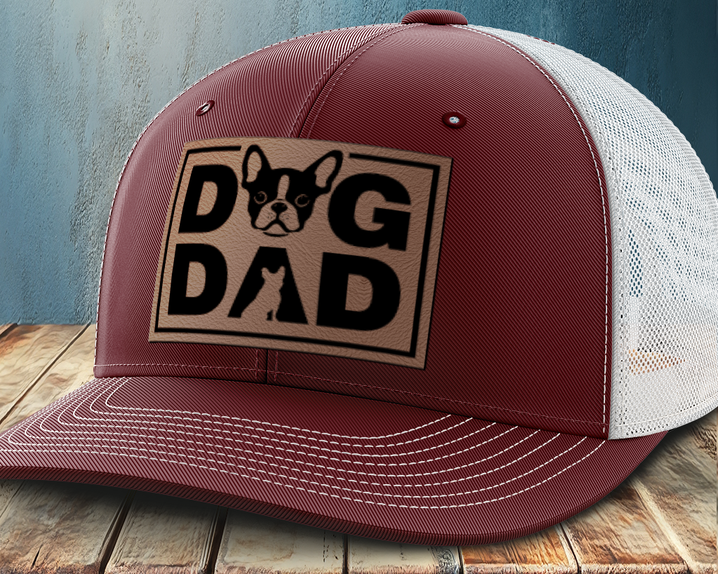 Dog Dad, Leather Patch Trucker Hat