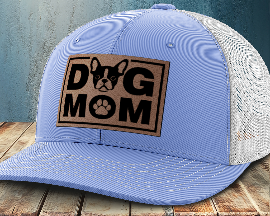 Dog Mom, Leather Patch Trucker Hat