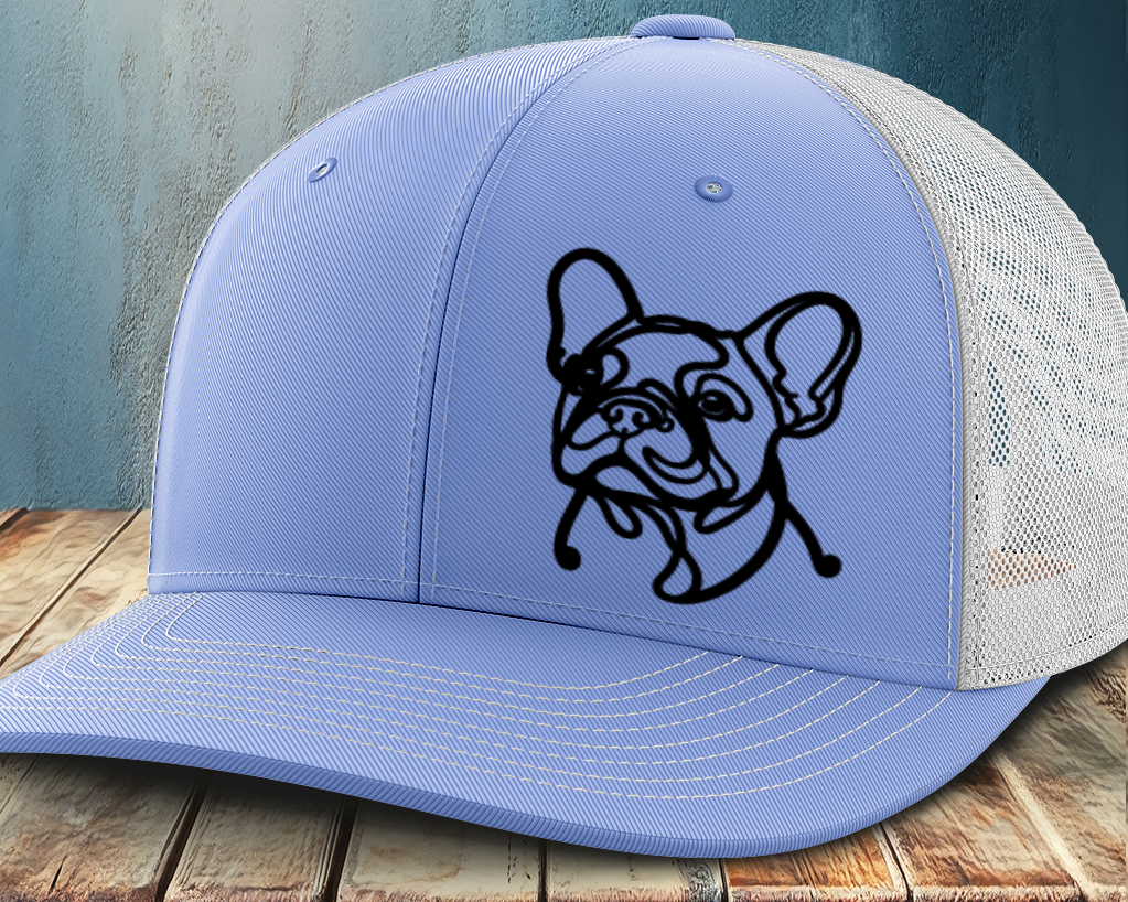 Frenchie Line Decal, Leather Patch Trucker Hat