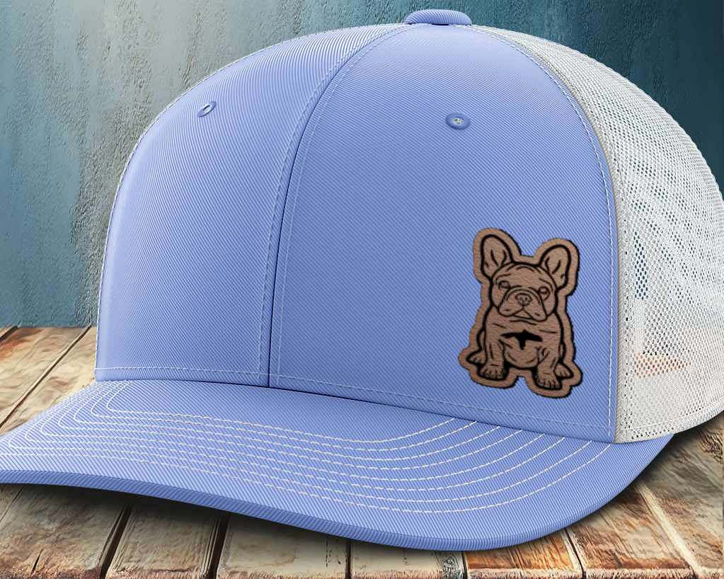 Sitting Frenchie, Leather Patch Trucker Hat