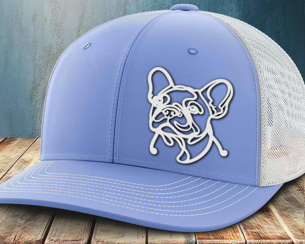 Frenchie Line Decal, Leather Patch Trucker Hat