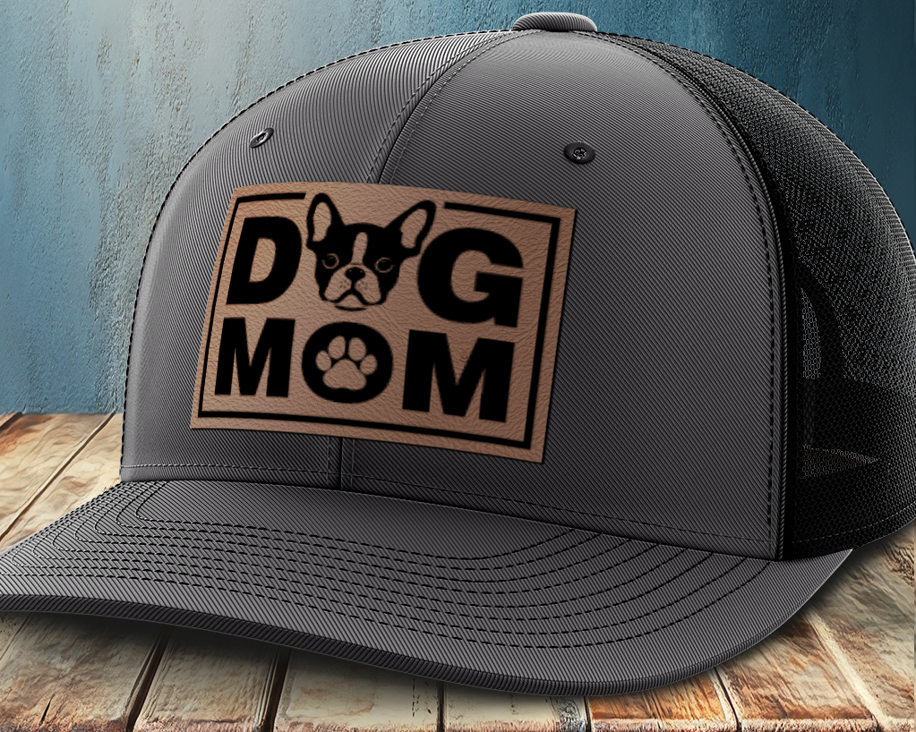 Dog Mom, Leather Patch Trucker Hat