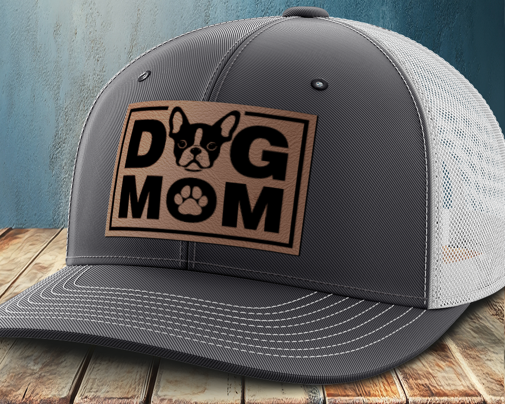 Dog Mom, Leather Patch Trucker Hat