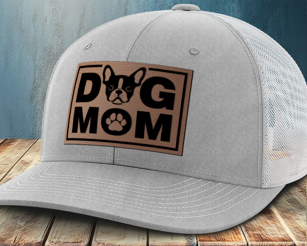 Dog Mom, Leather Patch Trucker Hat