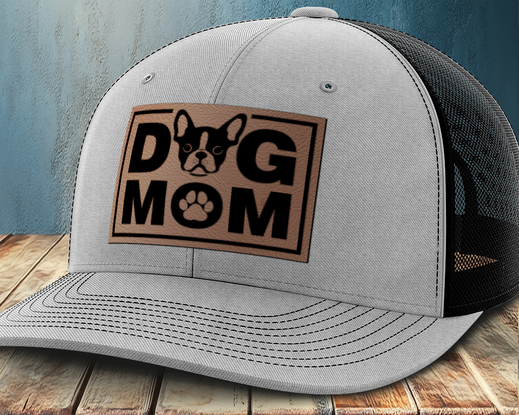 Dog Mom, Leather Patch Trucker Hat