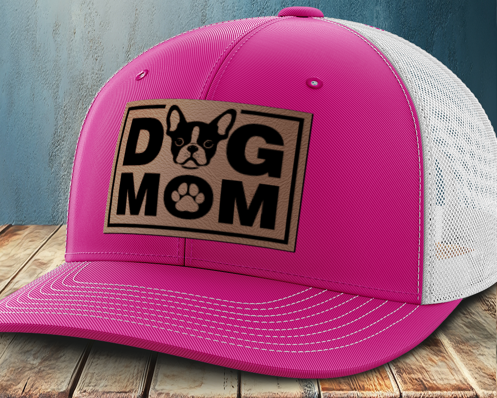 Dog Mom, Leather Patch Trucker Hat