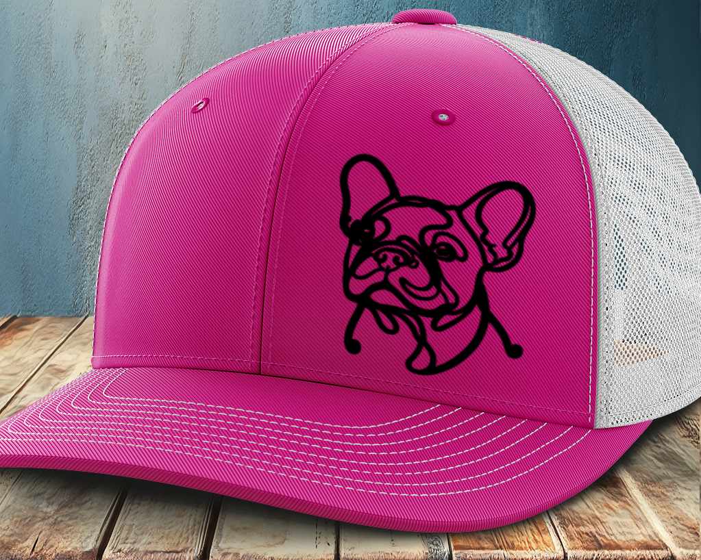 Frenchie Line Decal, Leather Patch Trucker Hat