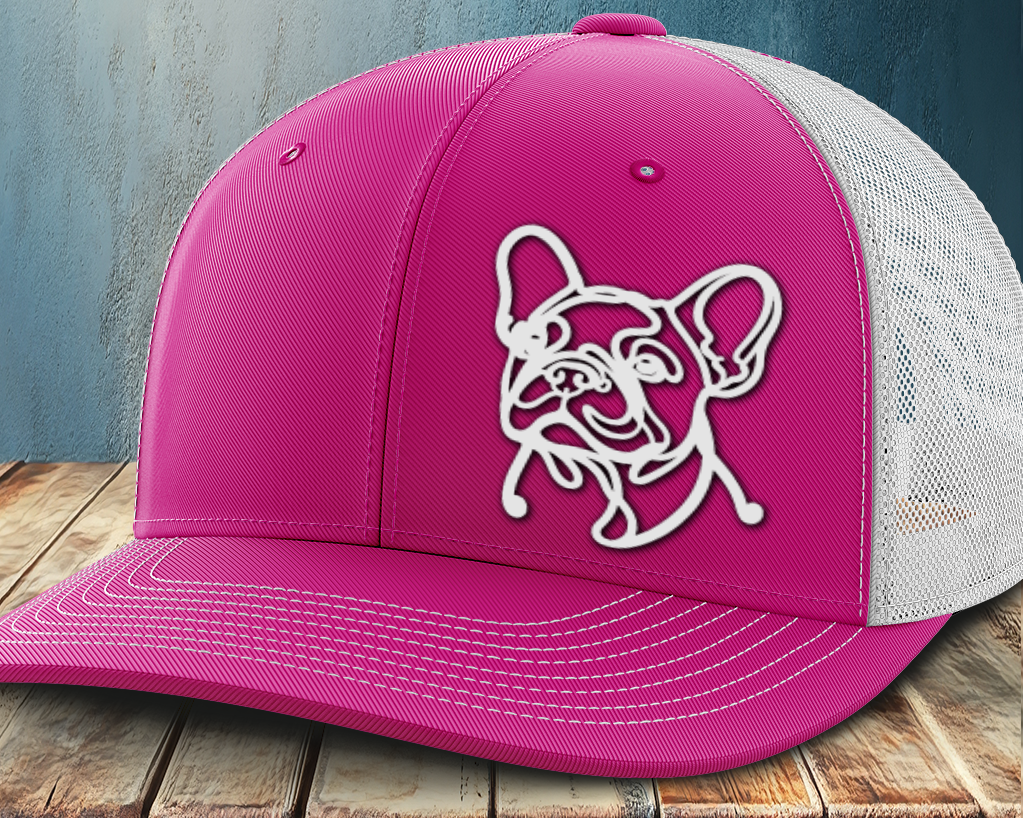 Frenchie Line Decal, Leather Patch Trucker Hat