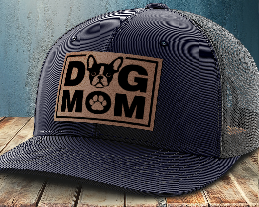 Dog Mom, Leather Patch Trucker Hat