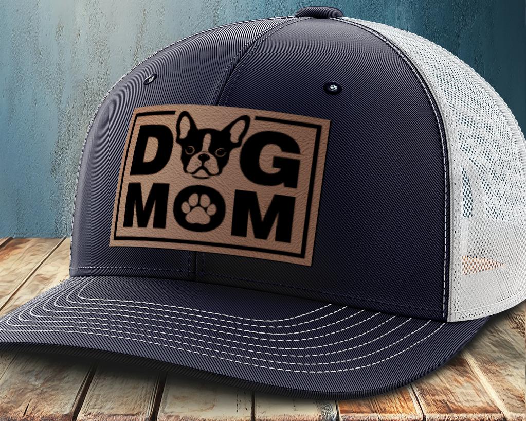 Dog Mom, Leather Patch Trucker Hat