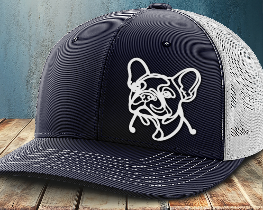 Frenchie Line Decal, Leather Patch Trucker Hat